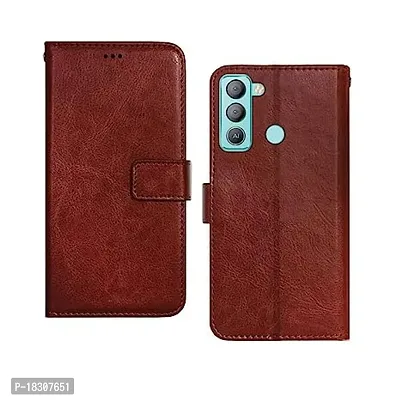 Infinix Pop 5 Lite, Pop 5 pro Flip Cover Brown Color