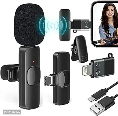 Dynamic Wireless Lavalier Plug  Play Microphone Lapel Mic System for YouTube Facebook Live Stream, Instagram Reels Video Recording Vlog for Type-C, Android  iPhone, Laptop, Desktop-thumb0