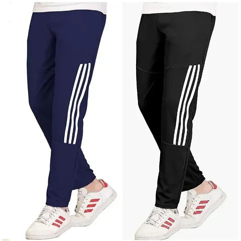 Classic Polyester Spandex Solid Track Pants for Men, Pack of 2