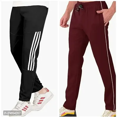 Comfortable Multicoloured Cotton Blend Regular Track Pants For Men Pack Of 2