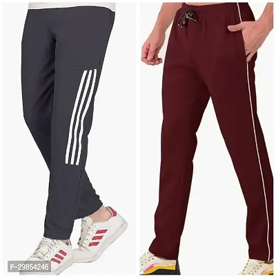 Comfortable Multicoloured Cotton Blend Regular Track Pants For Men Pack Of 2