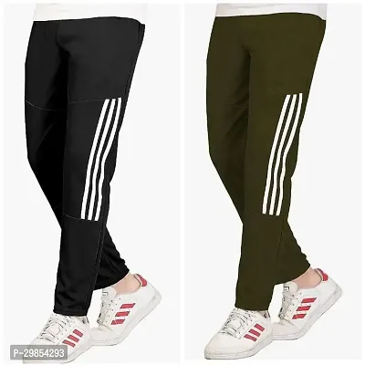 Comfortable Multicoloured Cotton Blend Regular Track Pants For Men Pack Of 2