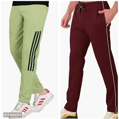 Comfortable Multicoloured Cotton Blend Regular Track Pants For Men Pack Of 2