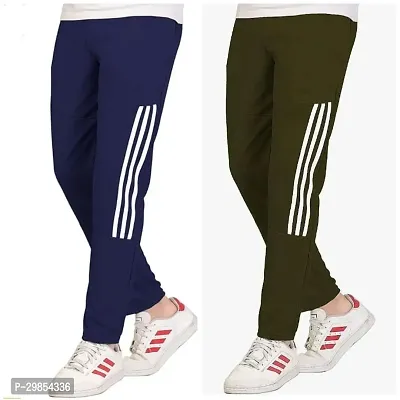 Comfortable Multicoloured Cotton Blend Regular Track Pants For Men Pack Of 2