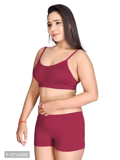 Stylish Maroon Solid Bra And Panty Set For Women