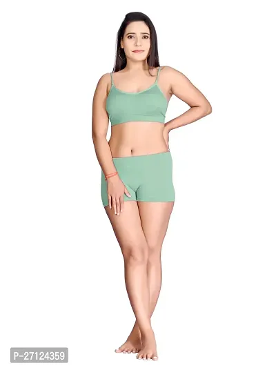 Stylish Turquoise Solid Bra And Panty Set For Women