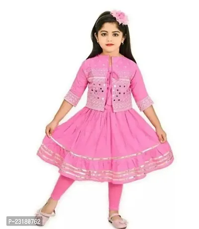 Alluring Cotton Blend Ethnic Wear With Leggings For Girls-thumb0