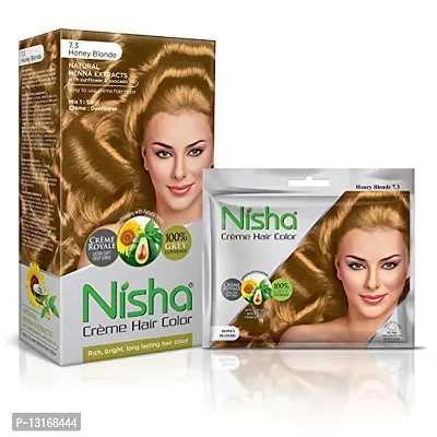 Nisha Creme Hair Color Combo Pack of Honey Blonde 150gm Jumbo + 40gm Sachet Pack-thumb0