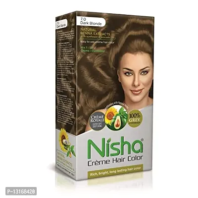 Nisha Cream Hair Color, Hair Highlighting Kit, Hair Color for Unisex, 60ml+60g+18ml - Dark Blonde