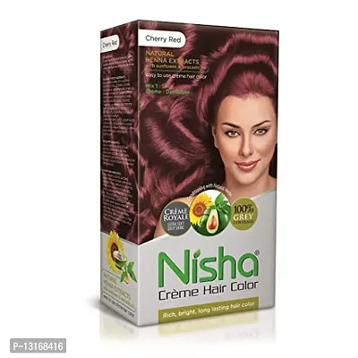 Nisha Cr&egrave;me Hair Color with Natural Henna Extracts, 60g + 60ml + 18ml - Cherry Red (Pack of 1)-thumb0