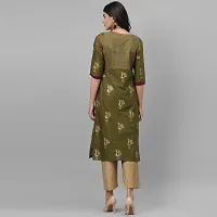 Women's Cotton Olive Block Print Kurti-thumb2