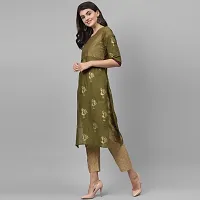 Women's Cotton Olive Block Print Kurti-thumb1