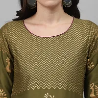 Women's Cotton Olive Block Print Kurti-thumb3