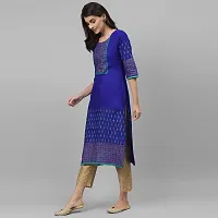 Women's Cotton Blue Block Print Kurti-thumb2