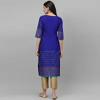 Women's Cotton Blue Block Print Kurti-thumb1