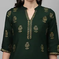 Women's Cotton Green Block Print Kurti-thumb4