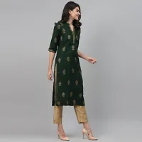 Women's Cotton Green Block Print Kurti-thumb3