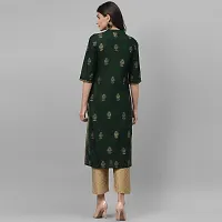 Women's Cotton Green Block Print Kurti-thumb1