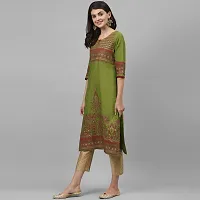 Women's Cotton Green Block Print Kurti-thumb2