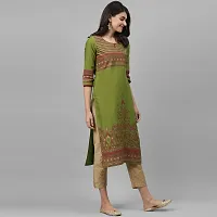 Women's Cotton Green Block Print Kurti-thumb3