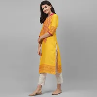 Women's Cotton Yellow Block Print Kurti-thumb2