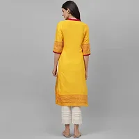 Women's Cotton Yellow Block Print Kurti-thumb1