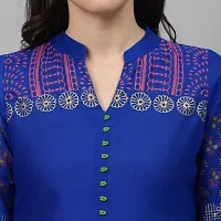 Women's Cotton Blue Block Print Kurti-thumb4