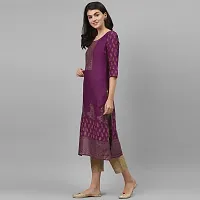 Women's Cotton Purple Block Print Kurti-thumb2