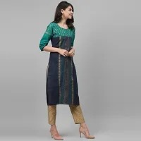 Women's Cotton Blue Block Print Kurti-thumb3