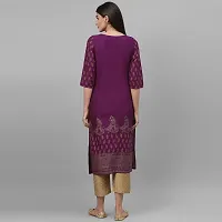 Women's Cotton Purple Block Print Kurti-thumb1