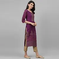 Women's Cotton Purple Block Print Kurti-thumb4