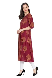 Women's Cotton Maroon Block Print Kurti-thumb2