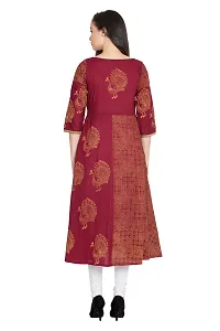 Women's Cotton Maroon Block Print Kurti-thumb3