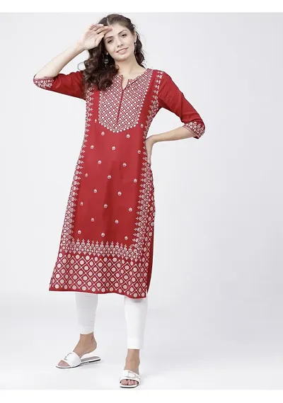 HIRLAX Kurtis for Women - Soft Foil Long Straight Anarkali Style Kurtis for Girls, Suitable for Office, Festival, Regular Wear Kurti for Ladies