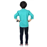 Made In The Shade Pure Cotton Boys Mandarin Collar Shirt With Printed Pocket And Trouser Set-thumb1