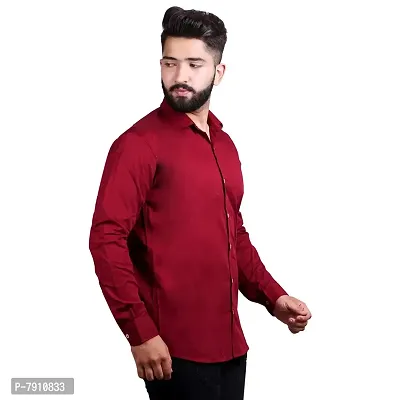 Made In The Shade 100% Cotton Men's Button Down Collar Casual Shirt, Full Sleeve, Solid Maroon-thumb3