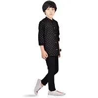 Made In The Shade Boy's Cotton Short Printed Kurta and Solid Trouser Set, 100% Cotton,-thumb2