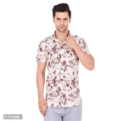 Made In The Shade 100% Cotton Half Sleeve Button Down Collar Mroon Print Shirt for Men's Maroon