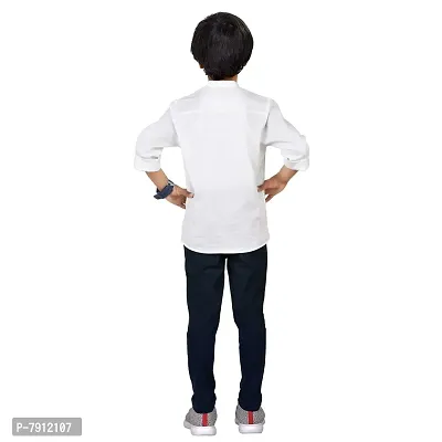 Made In The Shade Boys Pure Cotton Full Sleeve Casual Kurta With Printed Pocket And Trouser Set, Mandarin Collar-thumb2
