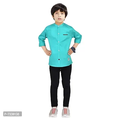 Made In The Shade Boys Pure Cotton Shirt With Printed Pocket And Trouser Set, Casual-thumb0