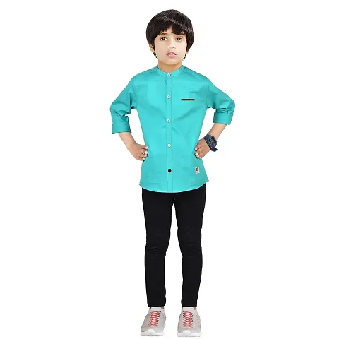 100% Cotton Boys Shirt With Printed Pocket And Trouser Set