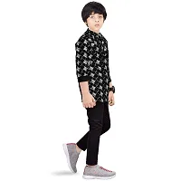 Made In The Shade Boy's Cotton Short Black Diamond Print Kurta and Solid Black Trouser Set, 100% Cotton, 14-15 Years-thumb2