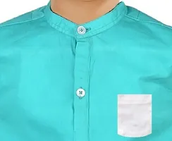 Made In The Shade Pure Cotton Casual Boys Shirt With Printed Pocket And Trouser Set, Mandarin Collar-thumb2