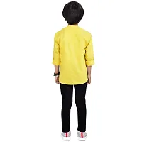 Made In The Shade Pure Cotton Boy's Full Sleeve Mandarin Collar Kurta With Printed Pocket And Cotton Trouser Set-thumb1