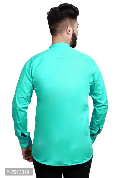 Made In The Shade Men's 100% Cotton Shirt with Printed Pocket, Full Sleeve Green-thumb2