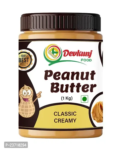 DEVKUNJ FOOD Classic Peanut Butter Creamy 1000GM | High Protein | Tasty  Healthy Nut Butter Spread | Cholesterol Free | Gluten Free| Zero Trans Fat | Creamy Peanut Butter | 100% vegan | No Hydrogenat