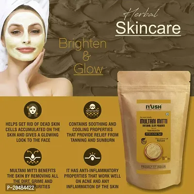 IYUSH Herbal Ayurveda Multani Mitti Powder ? 400gm | Multani Mitti Powder for Face Pack | Multani Mitti Stone Powder | Multhanimetti Powder for Face | Fullers Earth Powder | Clay Mask Powder |-thumb3