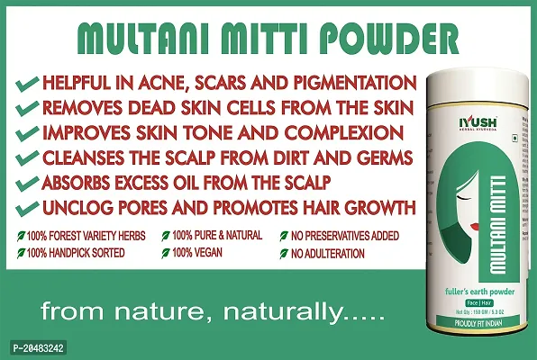 IYUSH Herbal Ayurveda Dead Sea Mud Clay and Multani Mitti Powder - (100gm + 150gm, Total 250gm)-thumb5