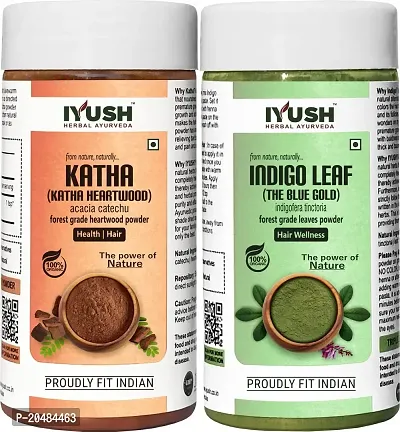 IYUSH Herbal Ayurveda Indigo Powder and for Hair ? Katha Organic Color with Volume | Pack each