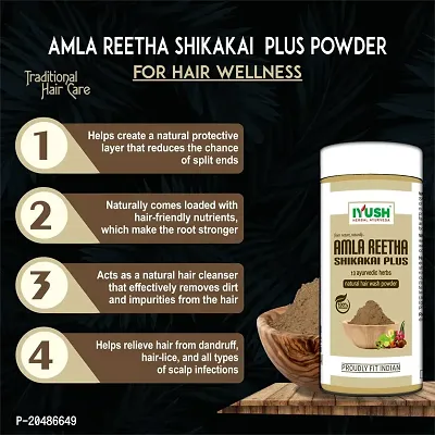 IYUSH Herbal Ayurveda Amla Shikakai Reetha Powder for Hair with 13 Herbs plus Indigo Powder and Henna Powder for Hair Colour ? 750gm | Herbal Hair Wash Powder | Hair Volume Powder | 250gm each-thumb3